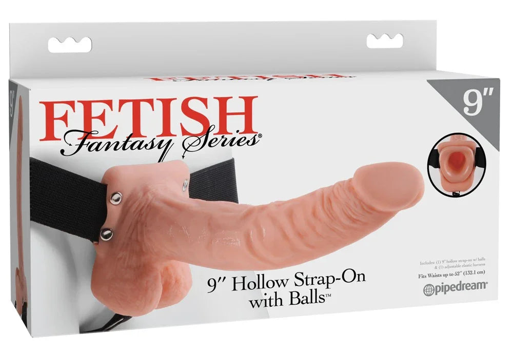 9" Hollow Strap-on with Balls - Happytoys Sexshop: Toys for Feeling Happy & Easy π - Discreet geleverd