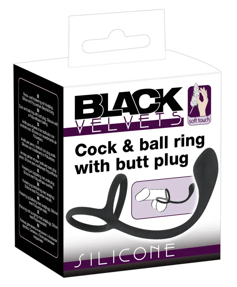 Cock & ball ring with butt plug - Happytoys Sexshop: online sex shop for Feeling Happy & Easy 😊 - Discreet geleverd