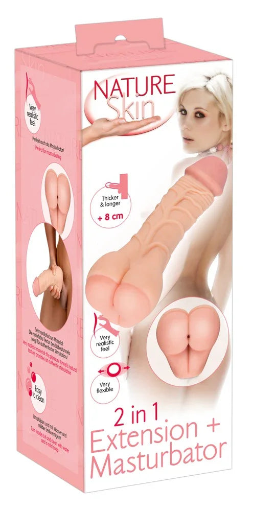 2 in 1 Extension + Masturbator - Happytoys Sexshop: online sex shop for Feeling Happy & Easy 😊 - Discreet geleverd