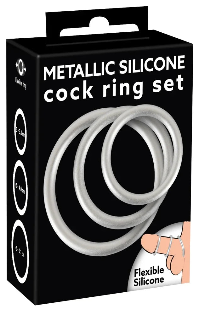 Metallic Silicone Cock Ring Set - Happytoys Sexshop: Toys for Feeling Happy & Easy π - Discreet geleverd