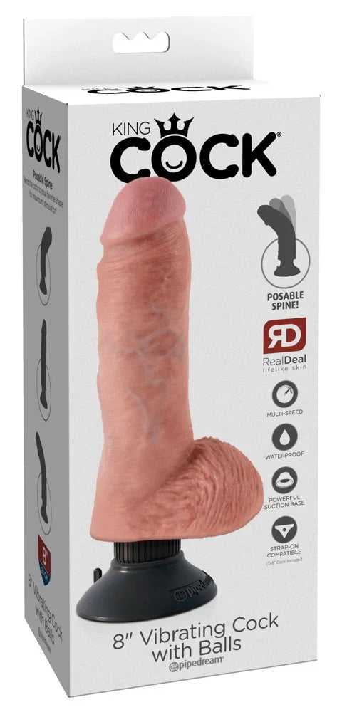 8" Vibrating Cock with Balls - Happytoys Sexshop: online sex shop for Feeling Happy & Easy 😊 - Discreet geleverd