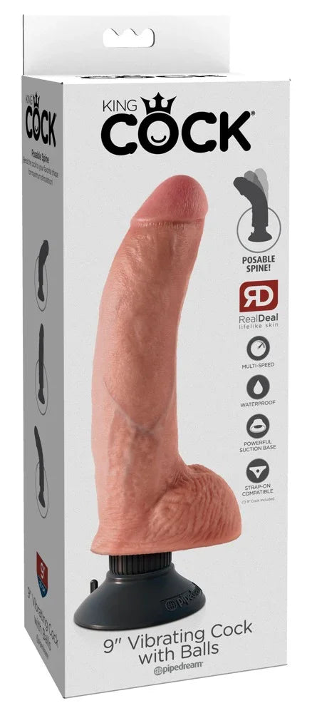 9" Vibrating Cock with Balls - Happytoys Sexshop: online sex shop for Feeling Happy & Easy 😊 - Discreet geleverd