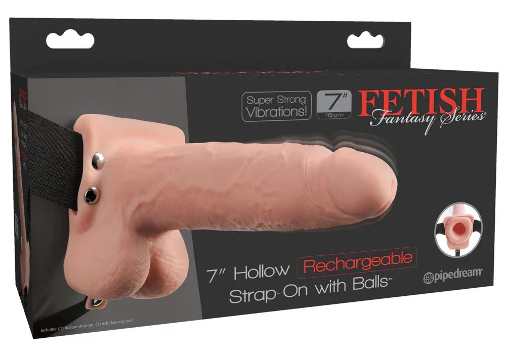 7" Hollow Rechargeable Strap-on with Balls - Happytoys Sexshop: online sex shop for Feeling Happy & Easy π - Discreet geleverd