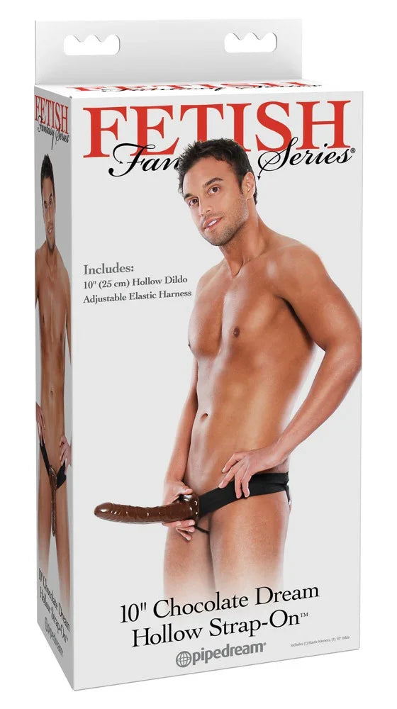 10" Chocolate Dream Hollow Strap-on - Happytoys Sexshop: online sex shop for Feeling Happy & Easy 😊 - Discreet geleverd