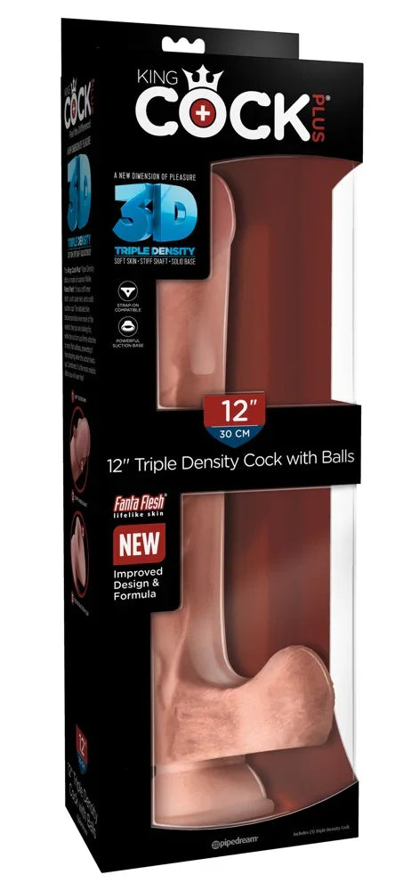 12" Triple Density Cock with Balls - Happytoys Sexshop: online sex shop for Feeling Happy & Easy 😊 - Discreet geleverd