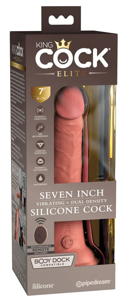 7" Vibrating + Dual Density Silicone Cock with Remote - Happytoys Sexshop: online sex shop for Feeling Happy & Easy 😊 - Discreet geleverd