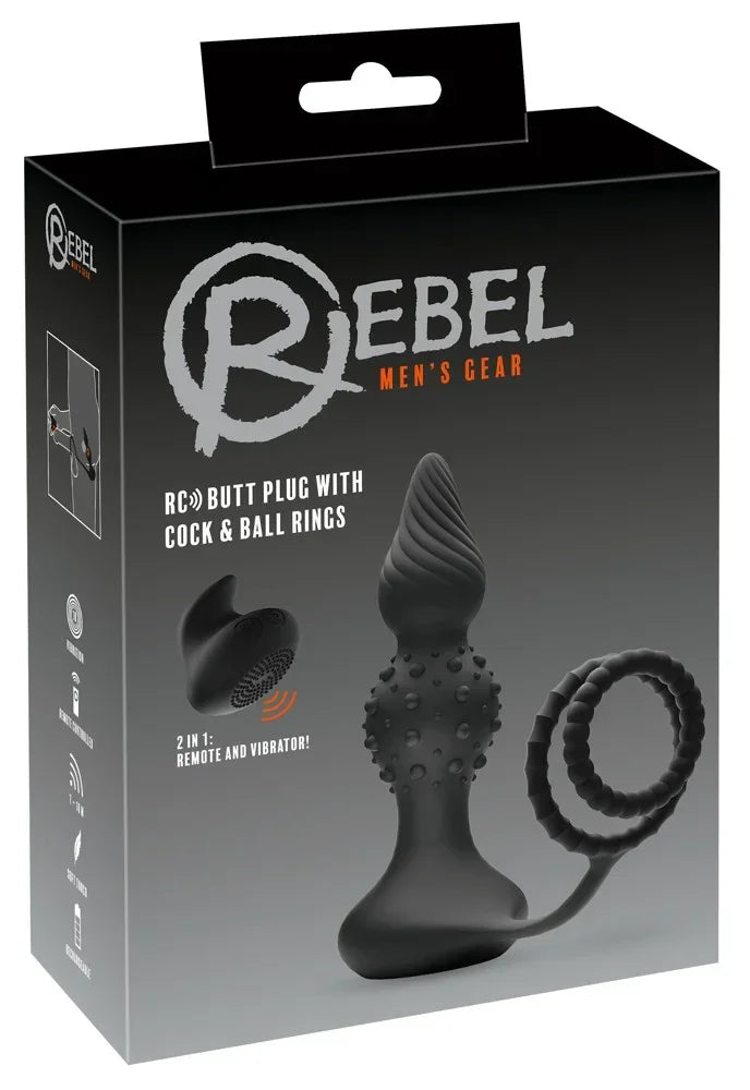 RC Butt Plug with Cock & Ball Rings - Happytoys Sexshop: online sex shop for Feeling Happy & Easy 😊 - Discreet geleverd