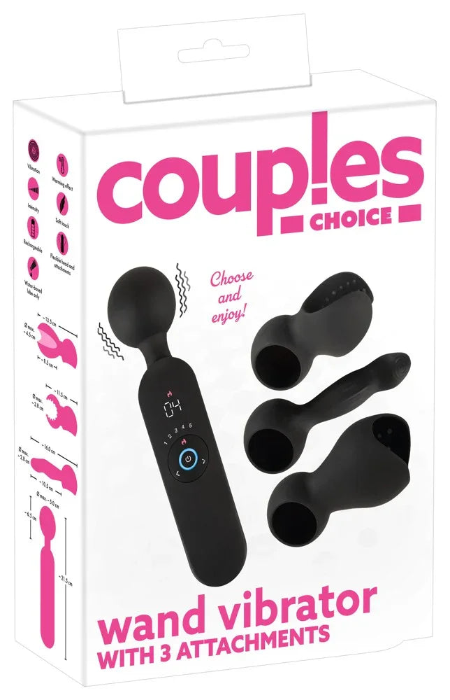 Wand Vibrator with 3 Attachments - Happytoys Sexshop: online sex shop for Feeling Happy & Easy 😊 - Discreet geleverd
