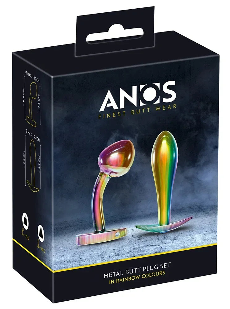 Metal Butt Plug Set in Rainbow Colours - Happytoys Sexshop: online sex shop for Feeling Happy & Easy π - Discreet geleverd