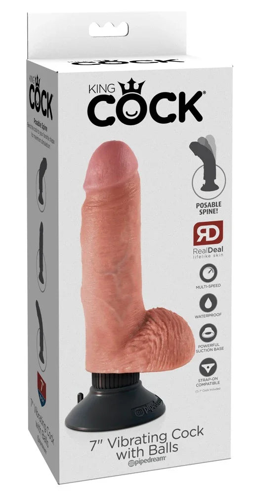 7" Vibrating Cock with Balls - Happytoys Sexshop: online sex shop for Feeling Happy & Easy 😊 - Discreet geleverd