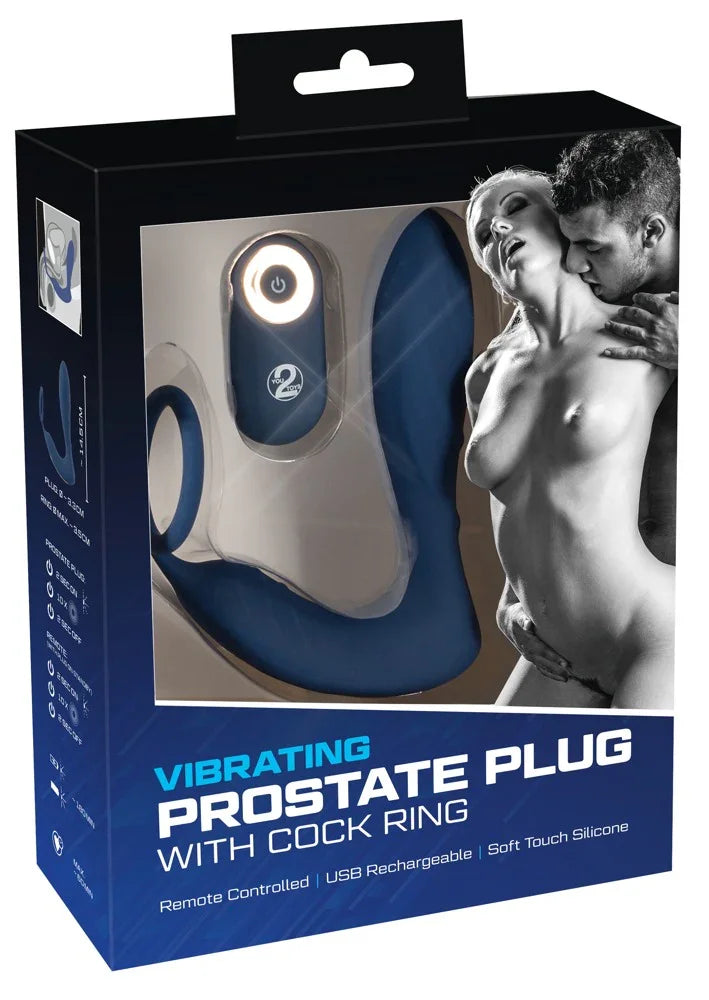 Vibrating Prostate Plug with Cock Ring - Happytoys Sexshop: online sex shop for Feeling Happy & Easy 😊 - Discreet geleverd