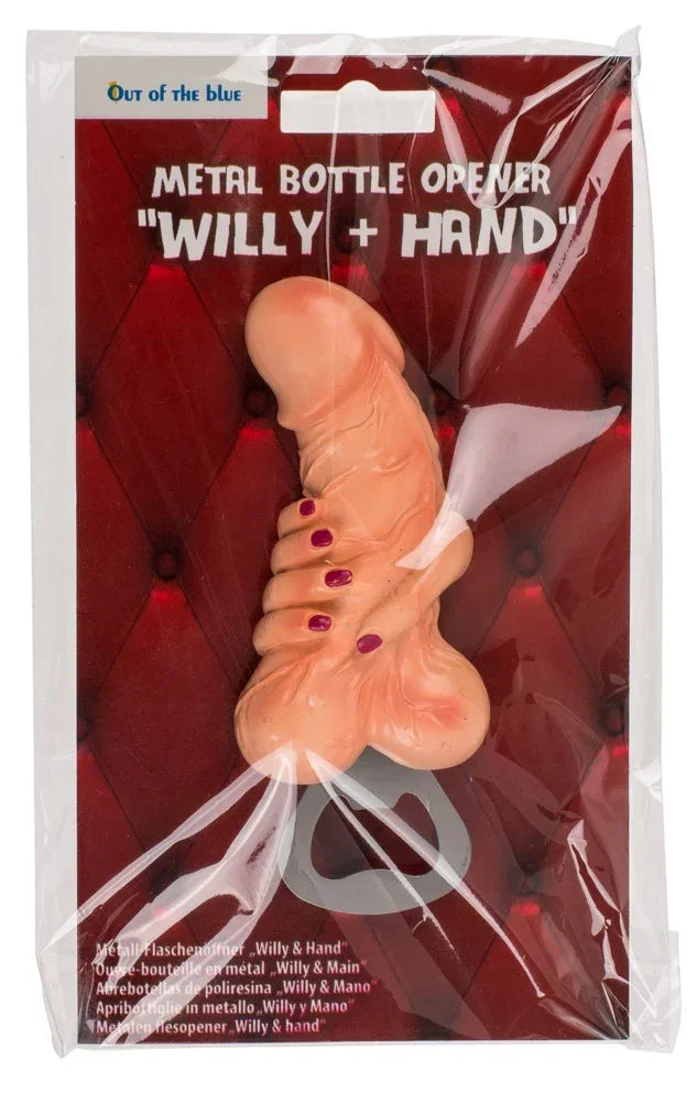 Metal Bottle Opener Willy + Hand - Happytoys Sexshop: online sex shop for Feeling Happy & Easy 😊 - Discreet geleverd