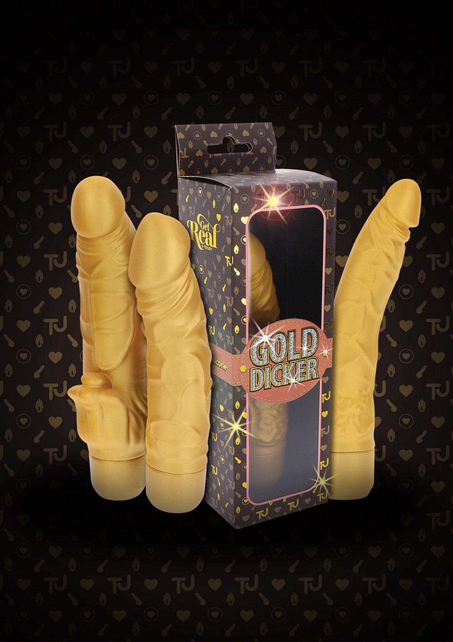 Beste vandaag nog: Gold Dicker Stim Vibrator 22 cm by ToJoy Get Real - bij Happytoys Sexshop: online sex shop for Feeling Happy & Easy 😊