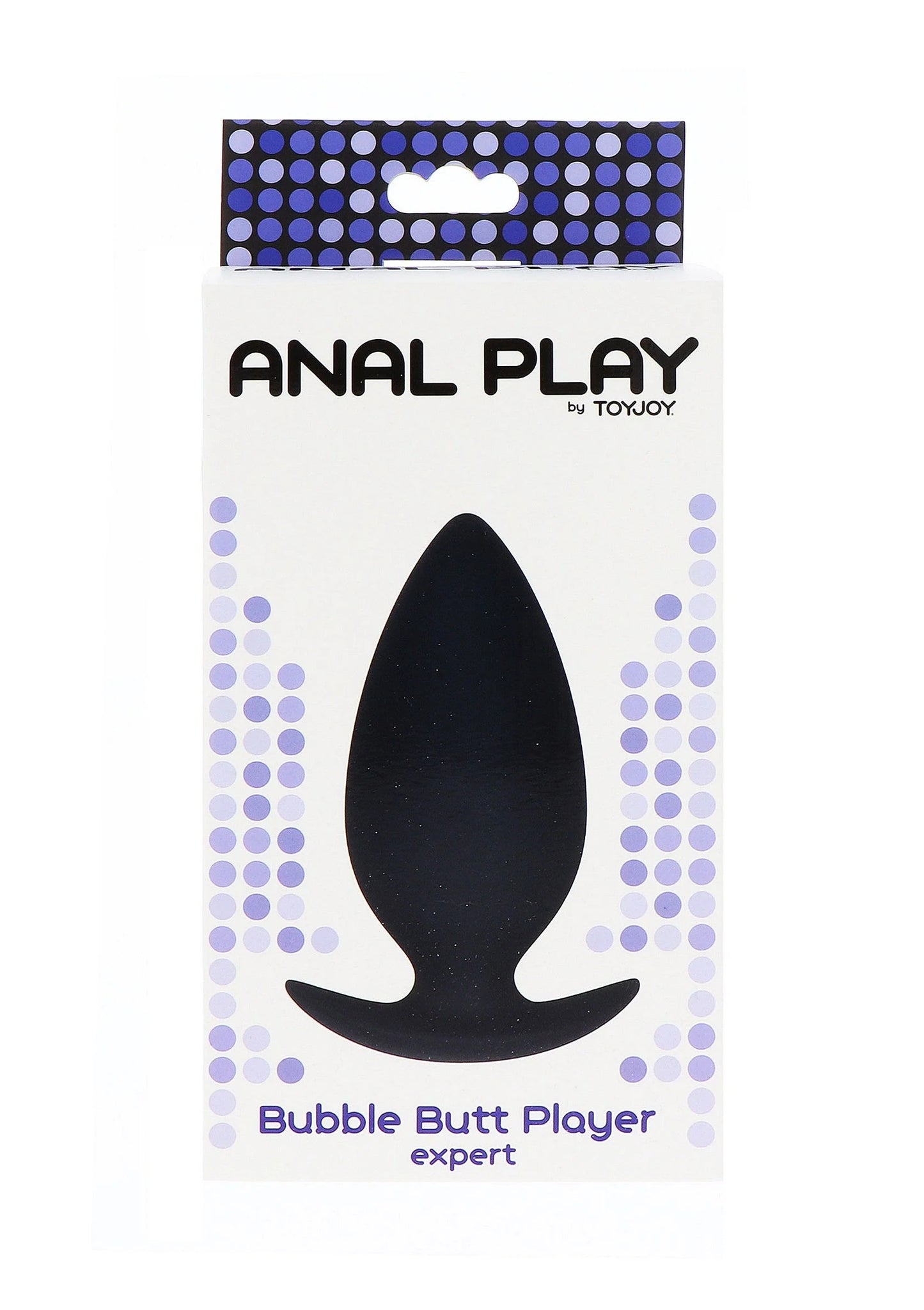 Doos voor ToyJoy anale buttplug met afbeelding en tekst 'Bubble Butt Player expert'.