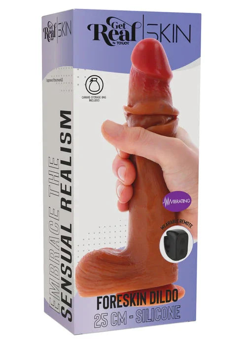 Bestel: Foreskin Dildo Vibrating Silicone 25 cm with balls by ToyJoy - bij Happytoys.nl, happytoys.be, Happytoys.ae: erotische sex webshop | liever Happy dan Easy ⭐⭐⭐⭐⭐