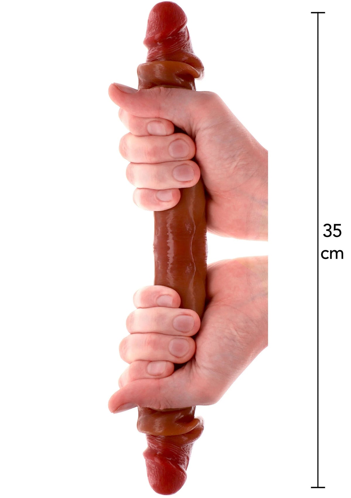 Bestel: Get Real Silicone Foreskin Double Dong 35 cm by ToyJoy - bij Happytoys.nl, happytoys.be, Happytoys.ae: erotische sex webshop | liever Happy dan Easy ⭐⭐⭐⭐⭐ - Default Title - 11206 - CARAMEL