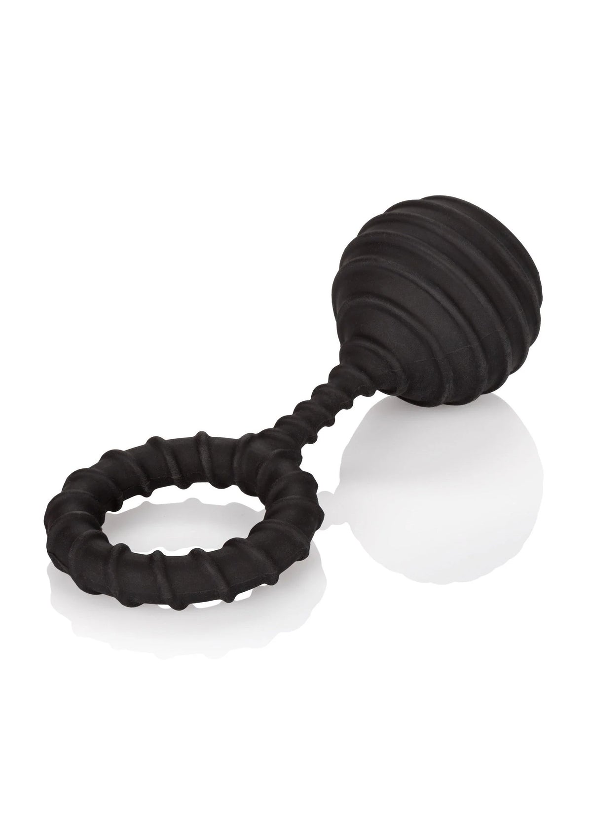 Zwarte gewichtcockring met bolvormig uiteinde en ribbelring, groot formaat