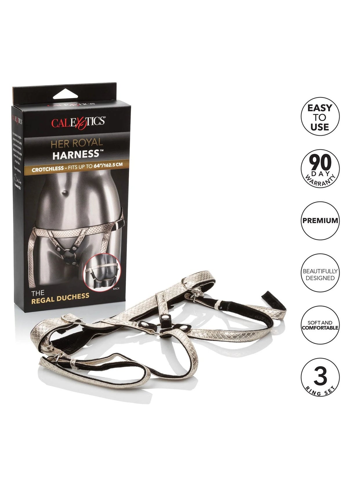Bestel: The Regal Duchess Strap on Harness by CalExotics Her Royal Harness - bij Happytoys.nl, happytoys.be, Happytoys.ae: erotische sex webshop | liever Happy dan Easy ⭐⭐⭐⭐⭐