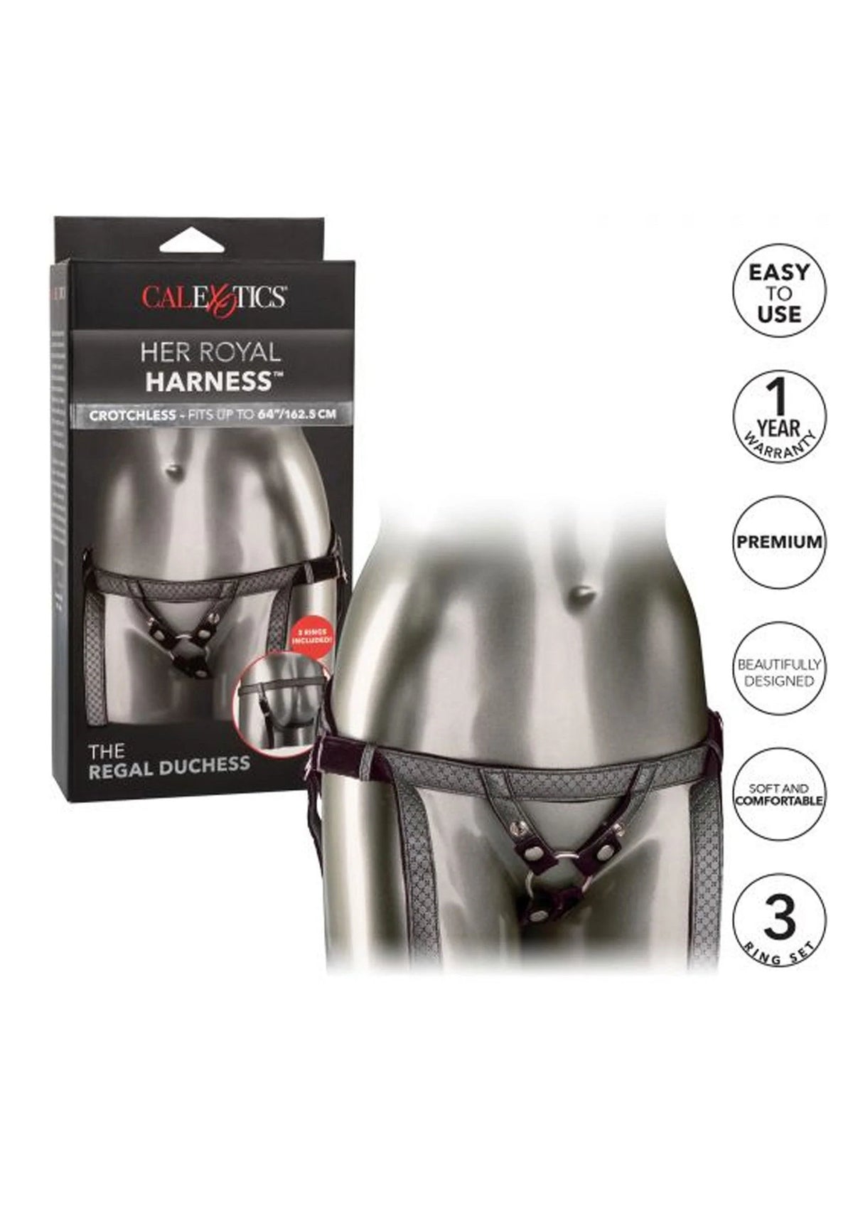 Bestel: The Regal Duchess Strap on Harness by CalExotics Her Royal Harness - bij Happytoys.nl, happytoys.be, Happytoys.ae: erotische sex webshop | liever Happy dan Easy ⭐⭐⭐⭐⭐