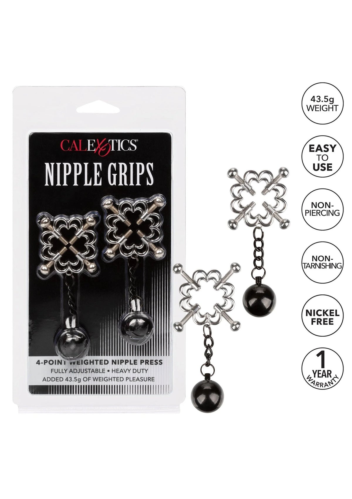 Bestel: 4 - Point Weighted Nipple Press by CalExotics - bij Happytoys.nl, happytoys.be, Happytoys.ae: erotische sex webshop | liever Happy dan Easy ⭐⭐⭐⭐⭐