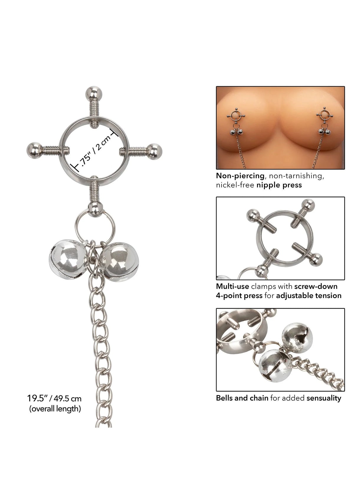 Bestel: 4 Point Nipple Press With Bells by CalExotics - bij Happytoys.nl, happytoys.be, Happytoys.ae: erotische sex webshop | liever Happy dan Easy βββββ