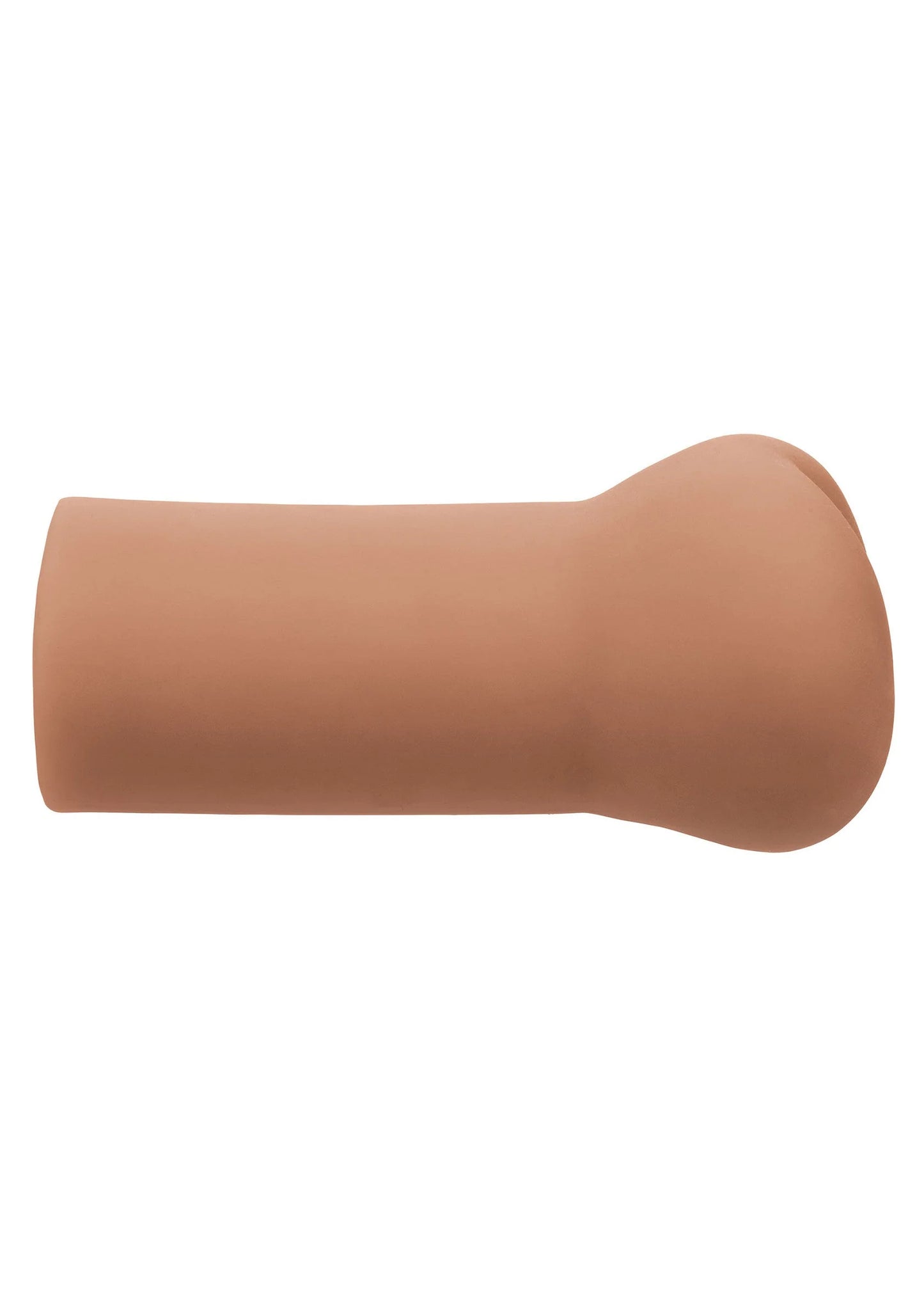 Masturbator met lang cilindrisch lichaam en afgeronde rand, beige