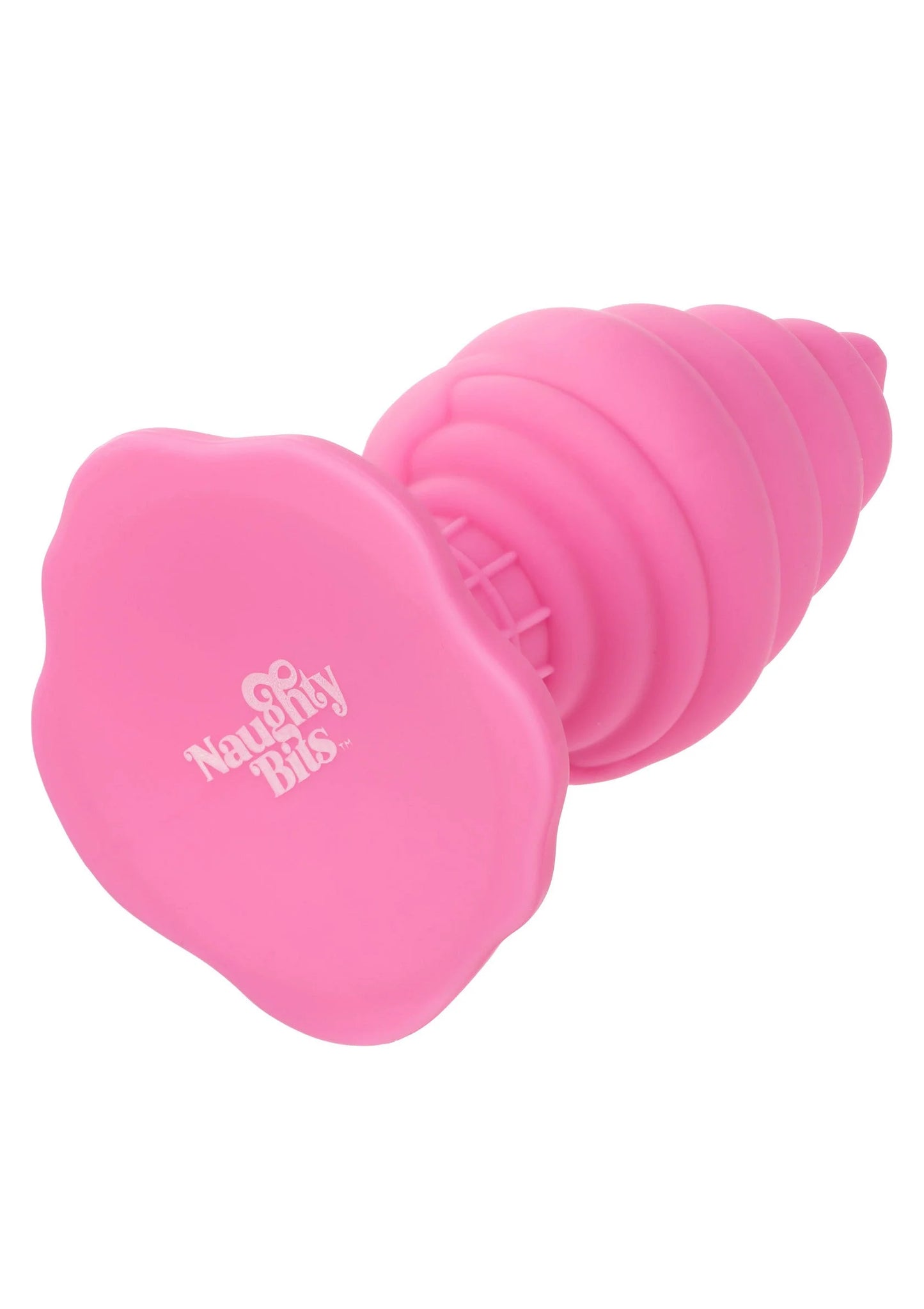 Roze zuignapbodem van siliconen butt plug met gegraveerde opdruk
