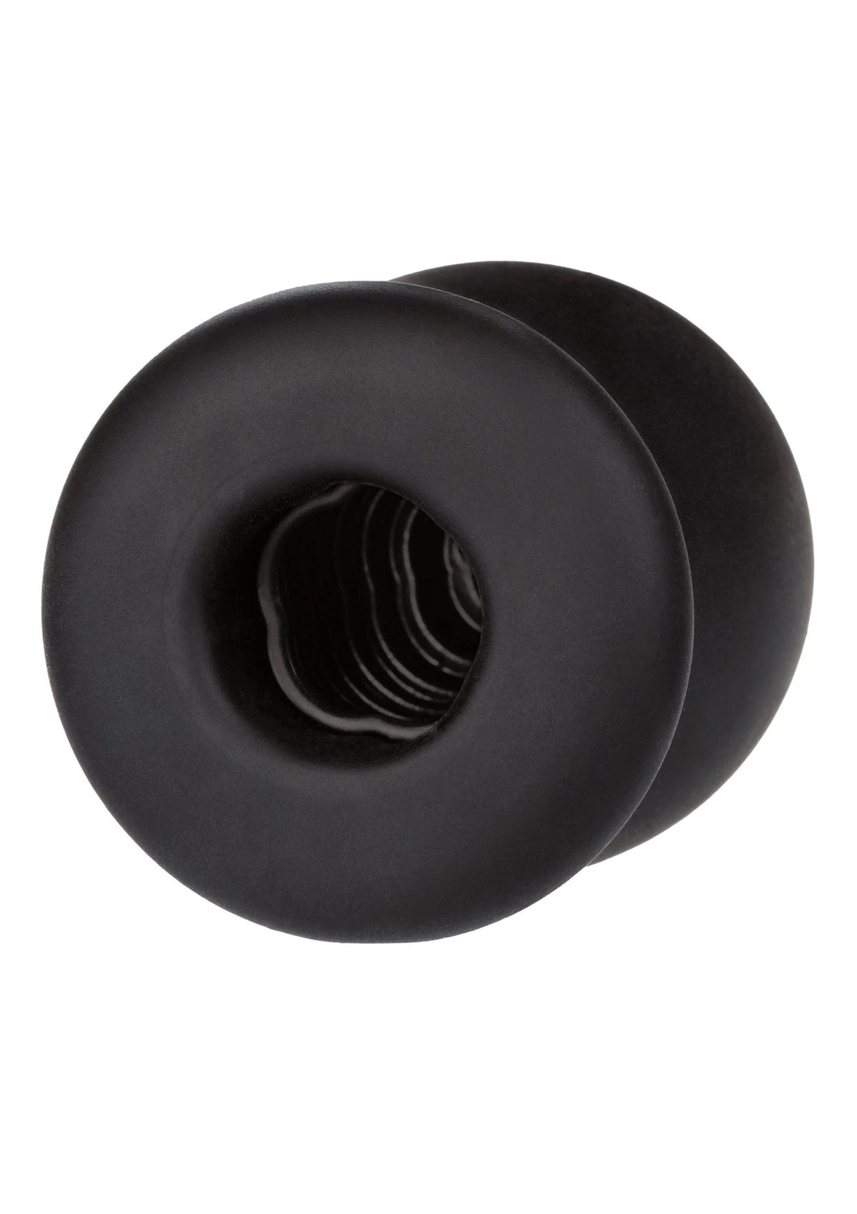 Zwarte FTM-stroker met getextureerde ribbels in de opening