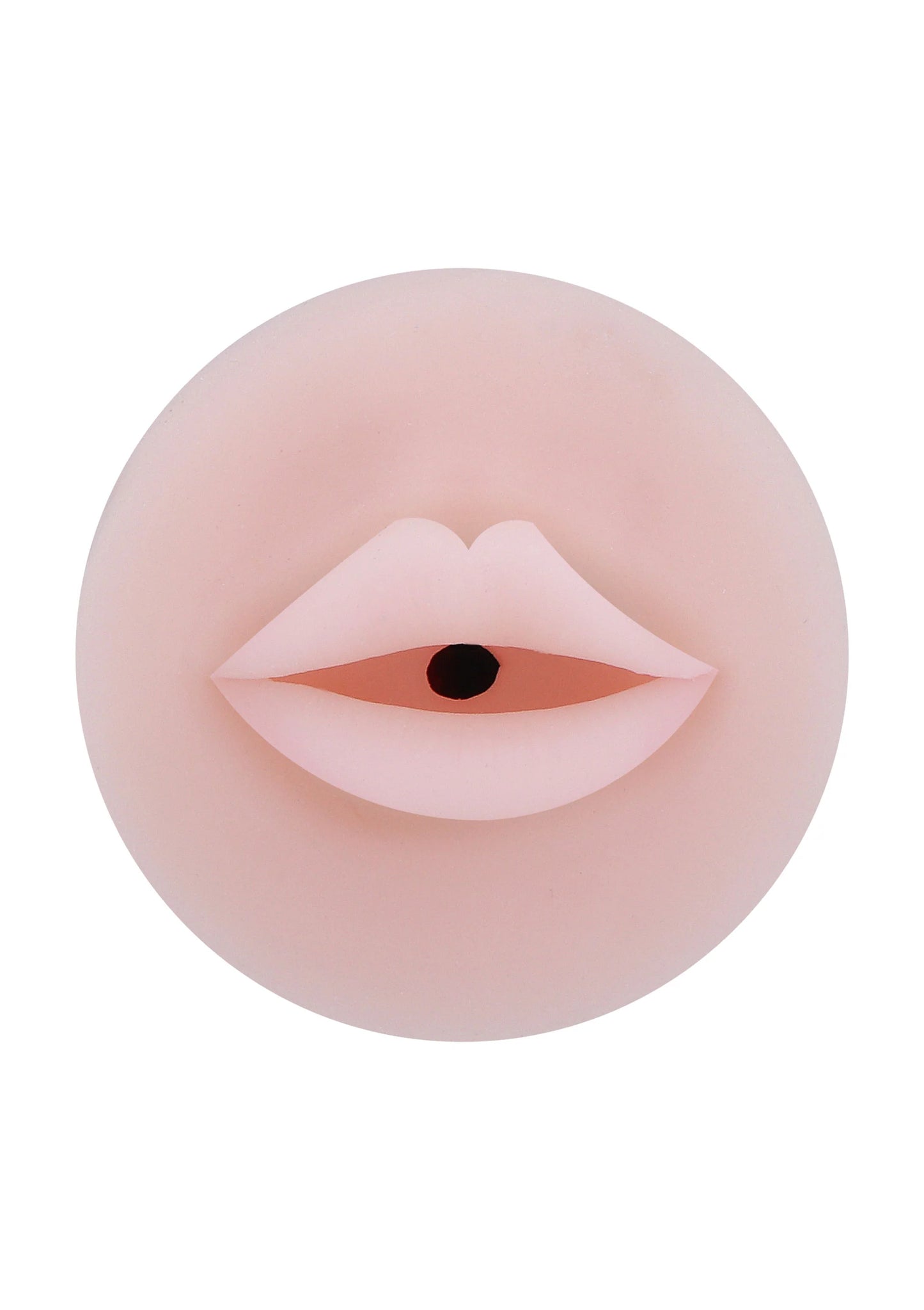 Huidskleurige ronde mondopening met lippen en zwarte ovale opening
