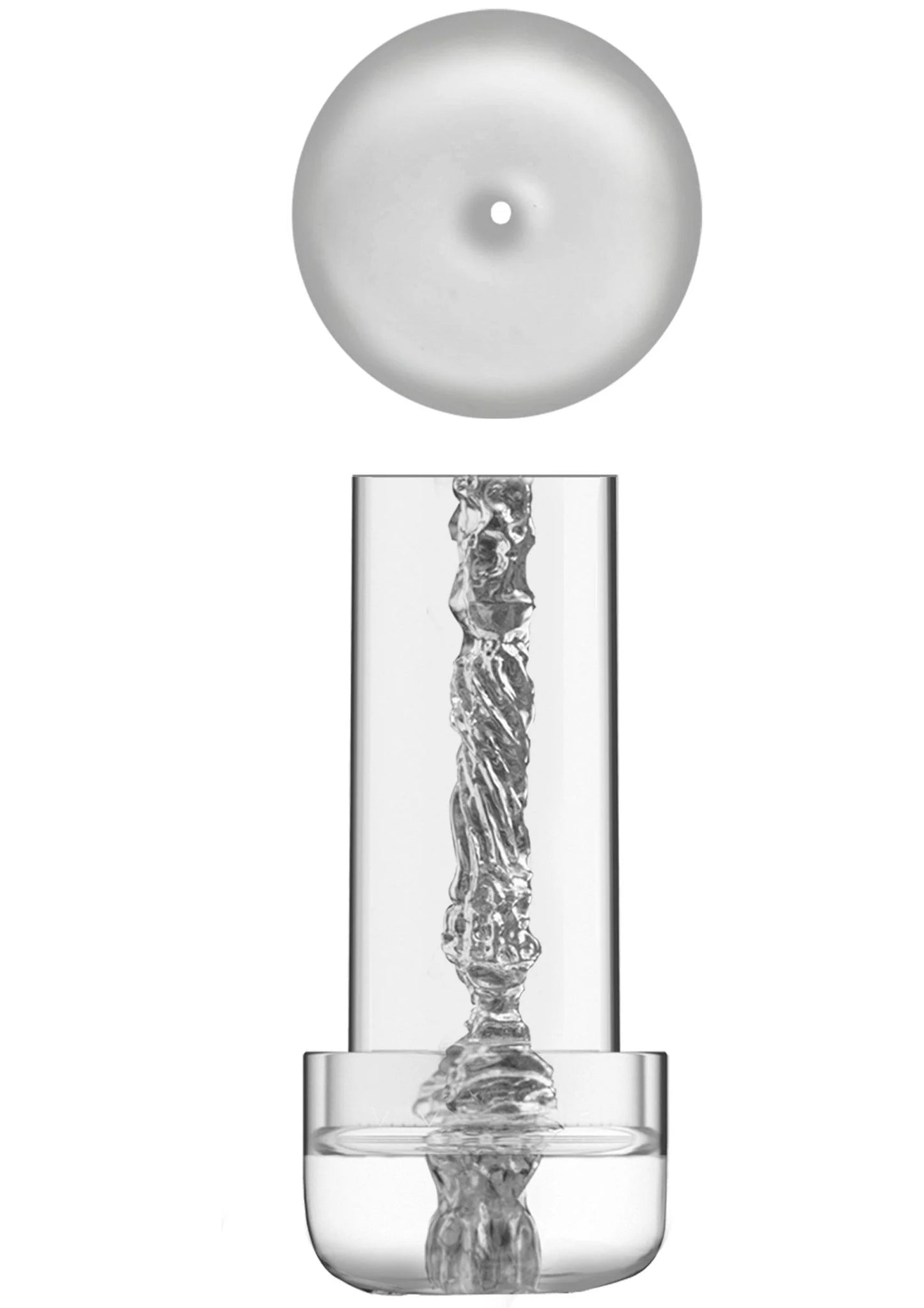 Automatische penis-pomp met transparante zuigkamer en ronde zuignapbasis
