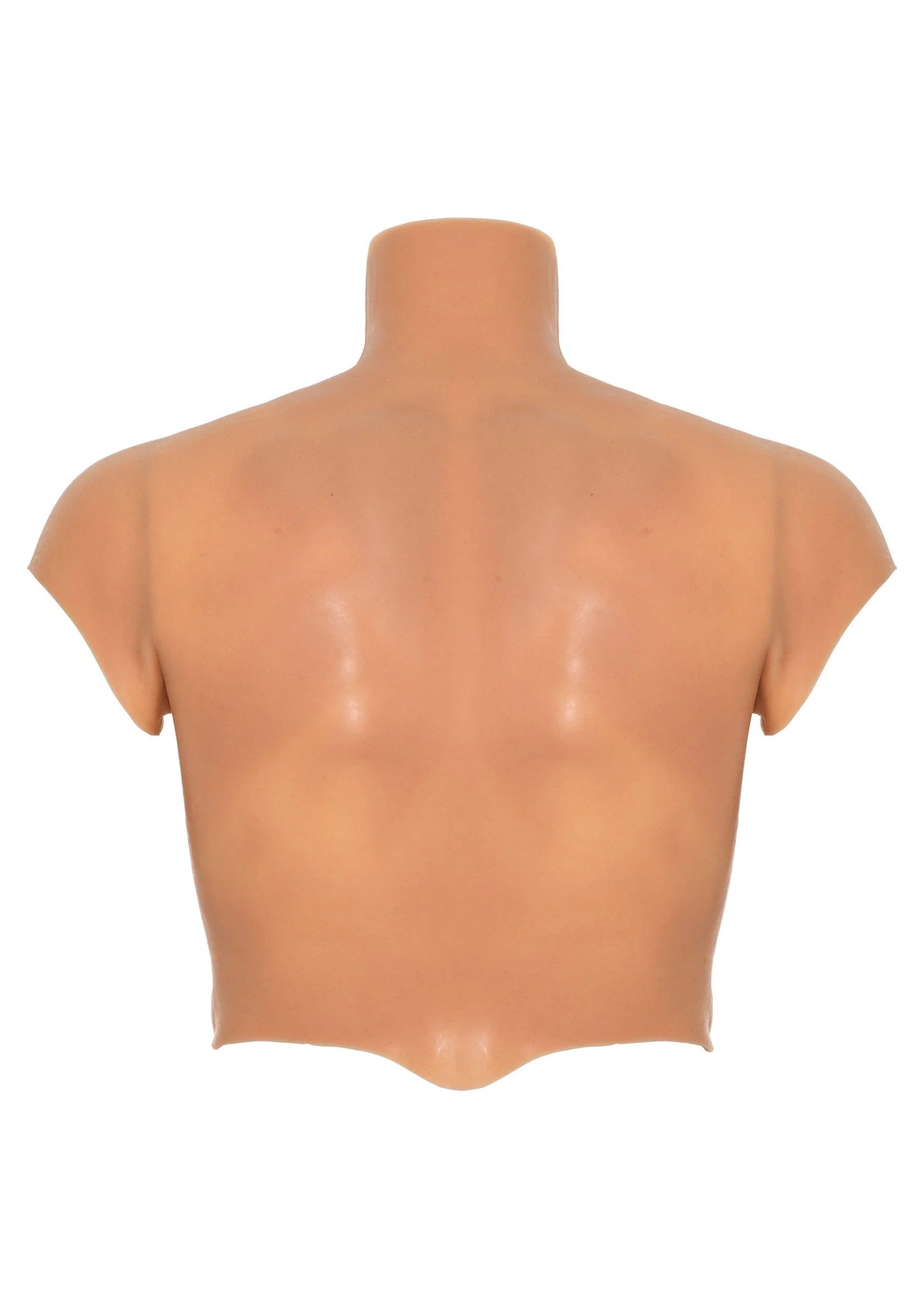 Siliconen torso-inzet met hals- en armsgaten, huidkleurig, met middennaad aan de rug