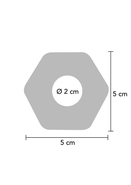 Zeshoekige zwarte siliconen C-ring met Ø2 cm opening, maat 5 cm
