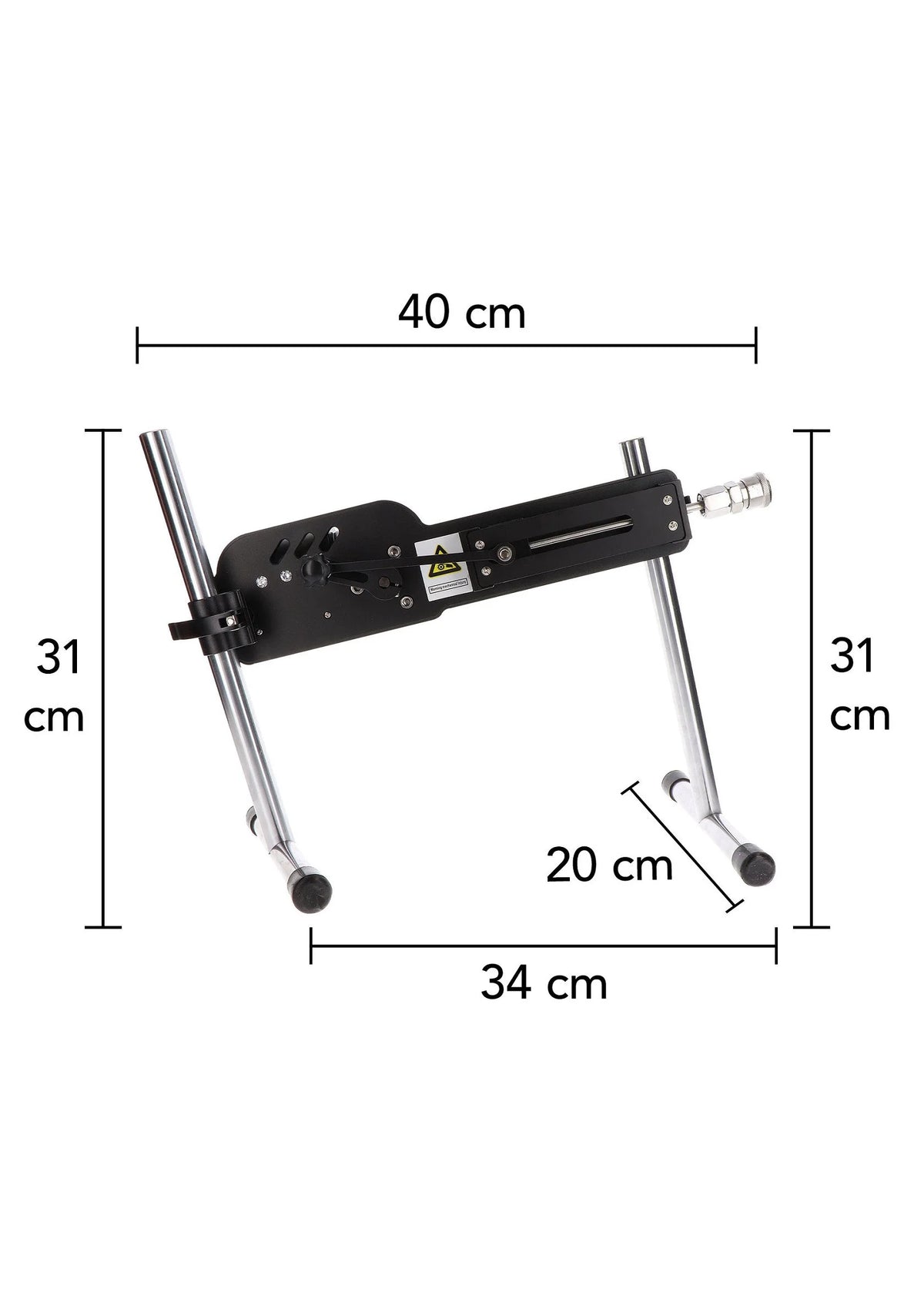 Seksmachine met afmetingen: 40 cm breed, 31 cm hoog, 34 cm lang