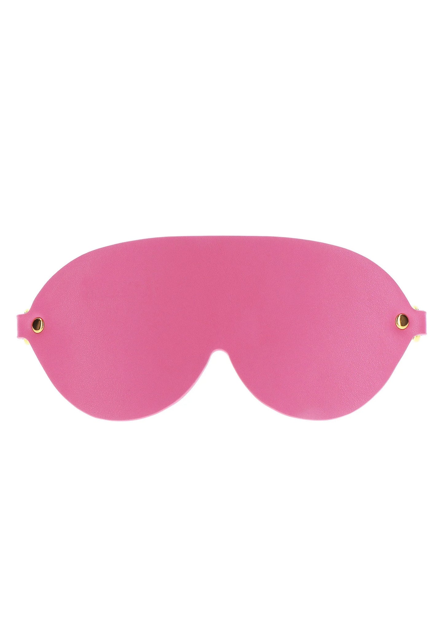 Roze blinddoek met ronde ooguitsparing en goudkleurige bevestigingen