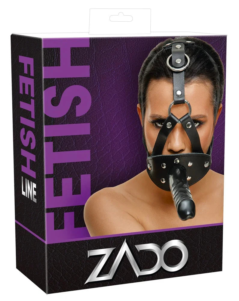 Leather Head Harness with Dildo - Happytoys Sexshop: Toys for Feeling Happy & Easy 😊 - Discreet geleverd