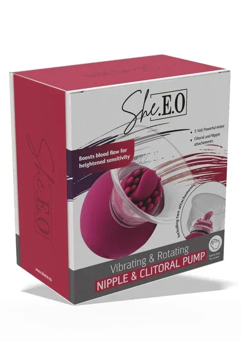 Bestel: Vibrating & Rotating Nipple & Clitoral Pump by She.E.O. - bij Happytoys.nl, happytoys.be, Happytoys.ae: erotische sex webshop | liever Happy dan Easy ⭐⭐⭐⭐⭐