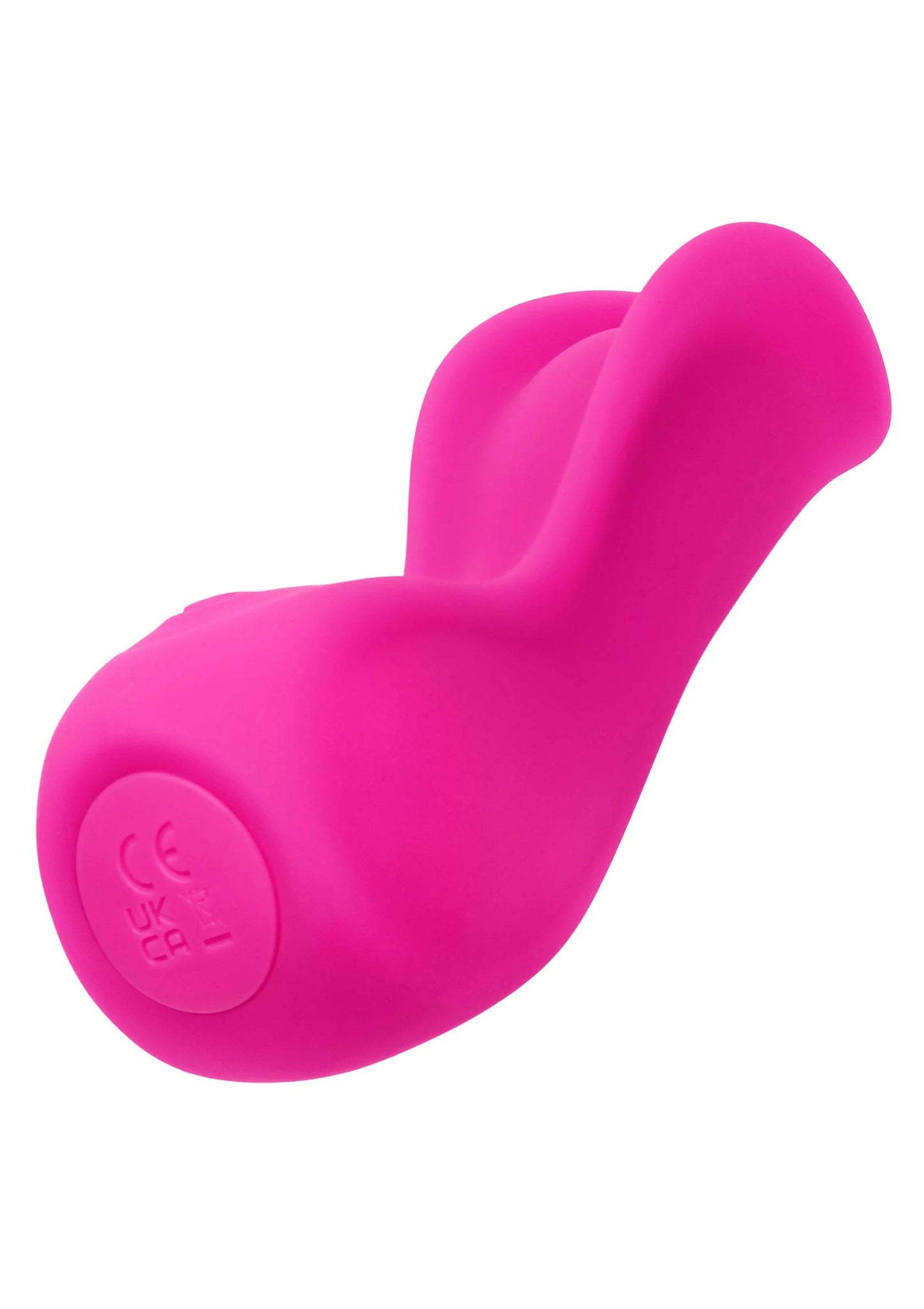 Fuchsia siliconen vibrator close-up met ronde knopje aan de basis