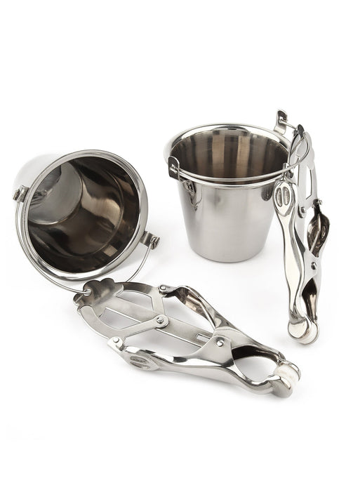 Bestel: Nipple Clamps with Buckets by Mr. Steel - bij Happytoys.nl, happytoys.be, Happytoys.ae: erotische sex webshop | liever Happy dan Easy ⭐⭐⭐⭐⭐