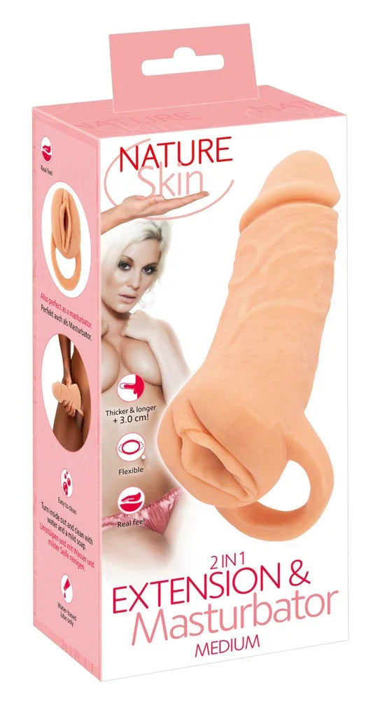 2in1 Extension + Masturbator - Happytoys Sexshop: Toys for Feeling Happy & Easy 😊 - Discreet geleverd