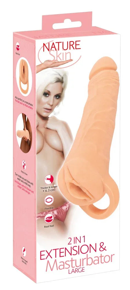 2in1 Extension + Masturbator - Happytoys Sexshop: Toys for Feeling Happy & Easy 😊 - Discreet geleverd
