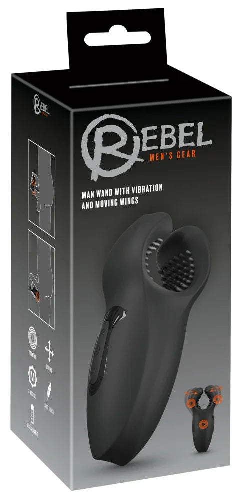 Man Wand with Vibration and Moving Wings by Rebel - Happytoys Sexshop: Toys for Feeling Happy & Easy 😊 - Discreet geleverd