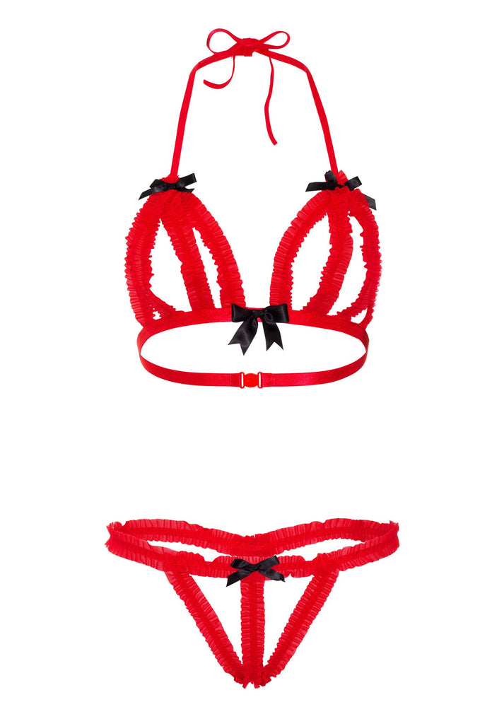 Bestel: Peek - a - boo Ruffle Bra & Panty by Daring Intimates - bij Happytoys.nl, happytoys.be, Happytoys.ae: erotische sex webshop | liever Happy dan Easy ⭐⭐⭐⭐⭐