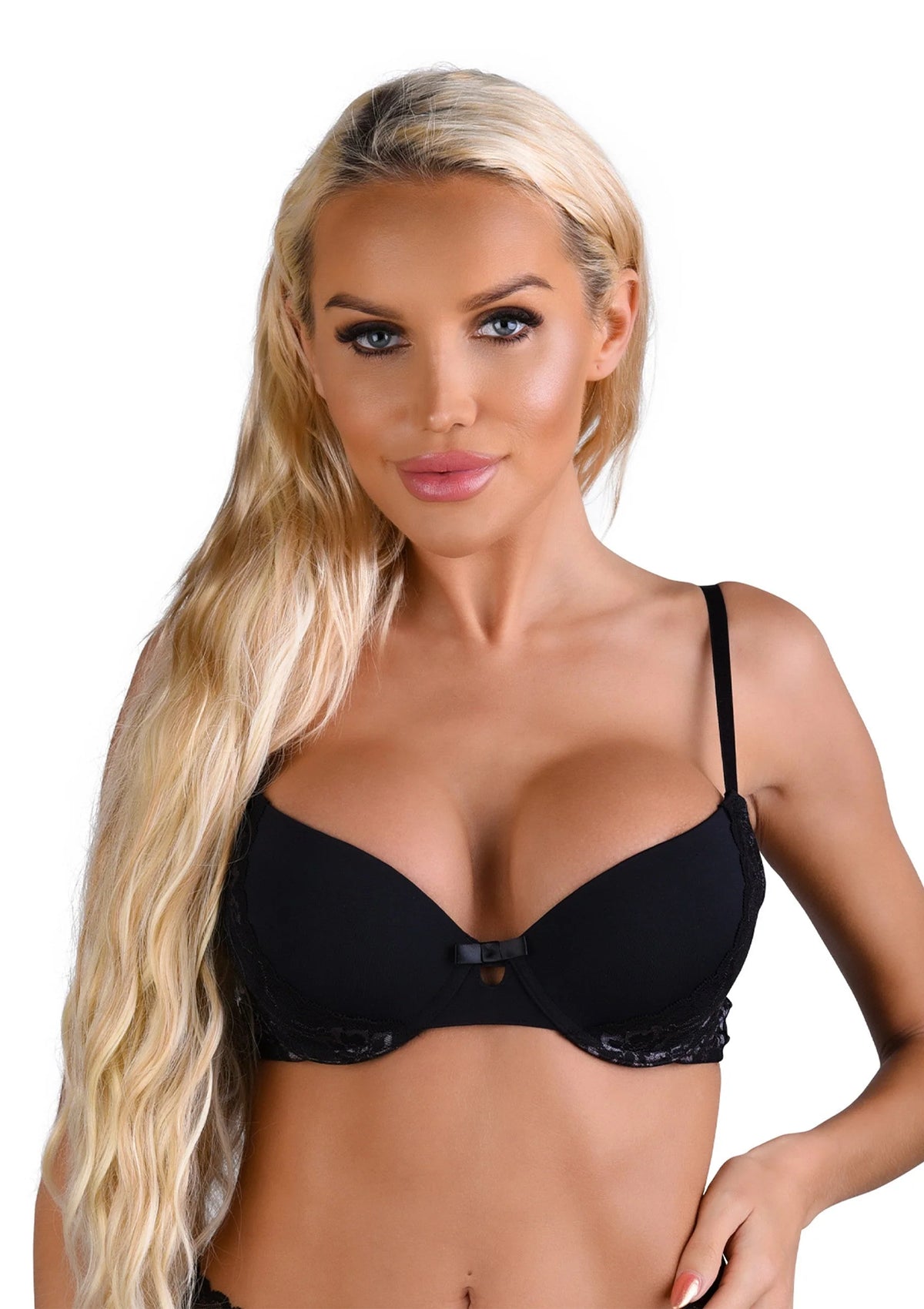 Bestel: Push - up bra w/ lace racerback by Daring Intimates - bij Happytoys.nl, happytoys.be, Happytoys.ae: erotische sex webshop | liever Happy dan Easy ⭐⭐⭐⭐⭐ - Zwart - 85C - 76206 - BLACK - 85C