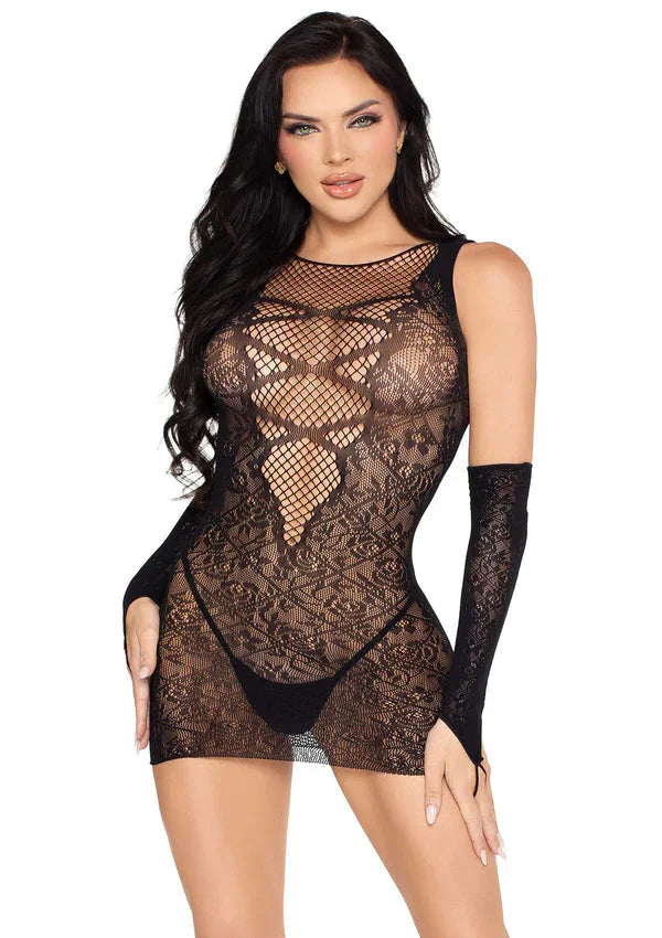 Bestel: Mini Dress and Matching Gloves by Leg Avenue - bij Happytoys.nl, happytoys.be, Happytoys.ae: erotische sex webshop | liever Happy dan Easy ⭐⭐⭐⭐⭐ - One Size - 81679 - BLACK - O/S