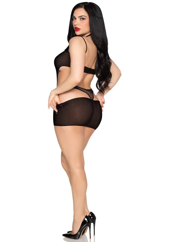Bestel: Opaque Mini Dress and Halter Teddy by Leg Avenue - bij Happytoys.nl, happytoys.be, Happytoys.ae: erotische sex webshop | liever Happy dan Easy ⭐⭐⭐⭐⭐