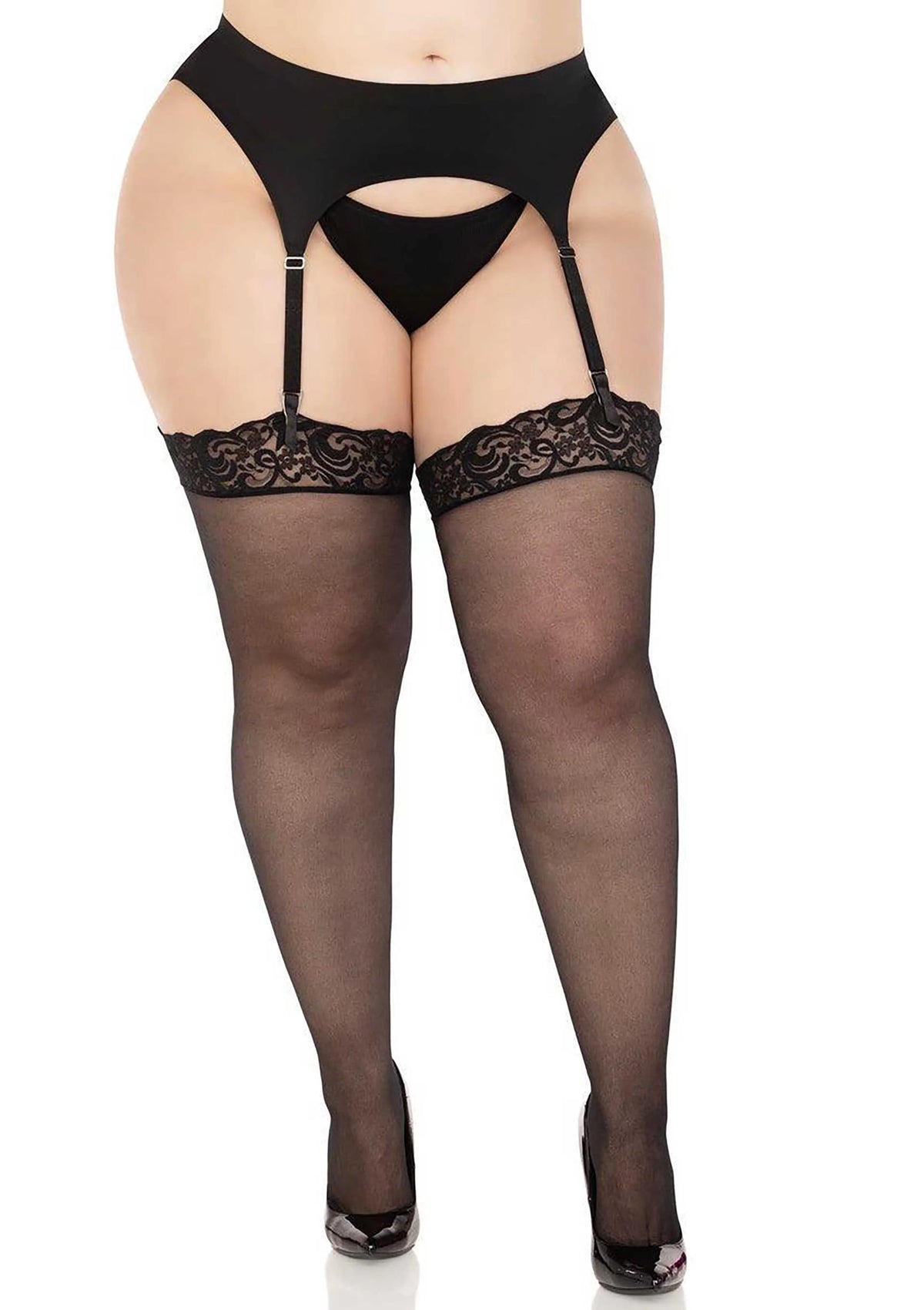 Bestel: Plus Sheer Backseam Stockings with Lace Top by Leg Avenue - bij Happytoys.nl, happytoys.be, Happytoys.ae: erotische sex webshop | liever Happy dan Easy βββββ - Default Title - 82002 - BLACK - O/S