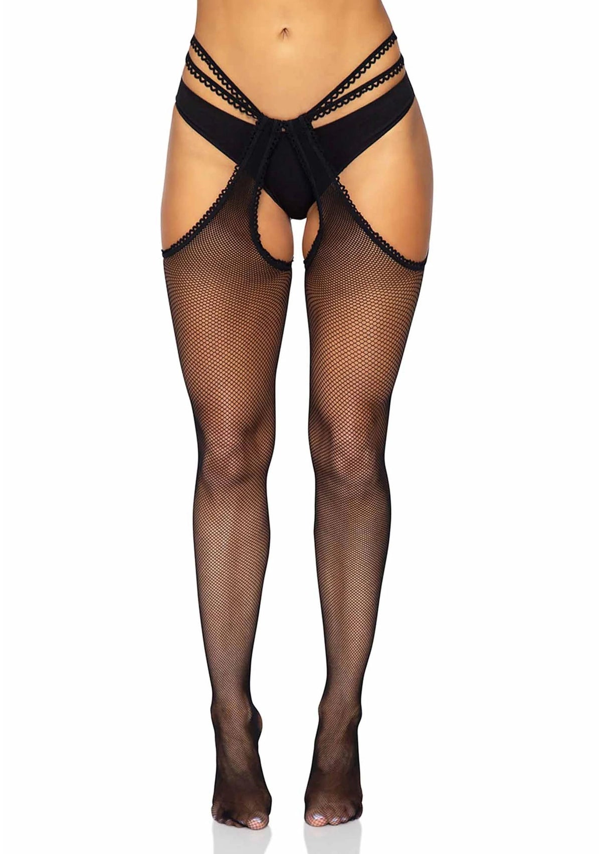 Bestel: Scalloped Fishnet Suspender Hose (Black) by Leg Avenue - bij Happytoys.nl, happytoys.be, Happytoys.ae: erotische sex webshop | liever Happy dan Easy βββββ