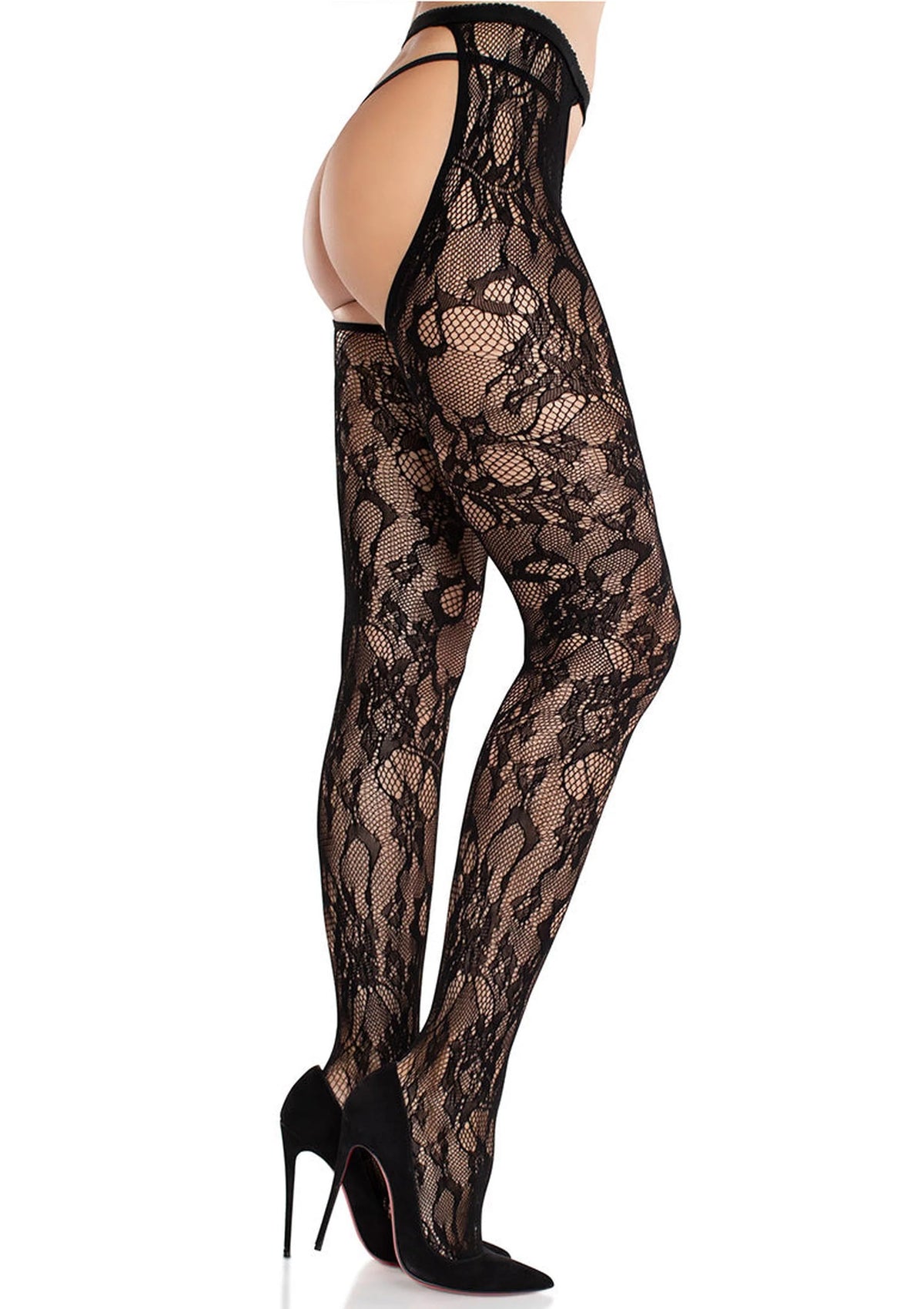 Bestel: Rose Lace Crotchless Tights with Open Back by Leg Avenue - bij Happytoys.nl, happytoys.be, Happytoys.ae: erotische sex webshop | liever Happy dan Easy ⭐⭐⭐⭐⭐