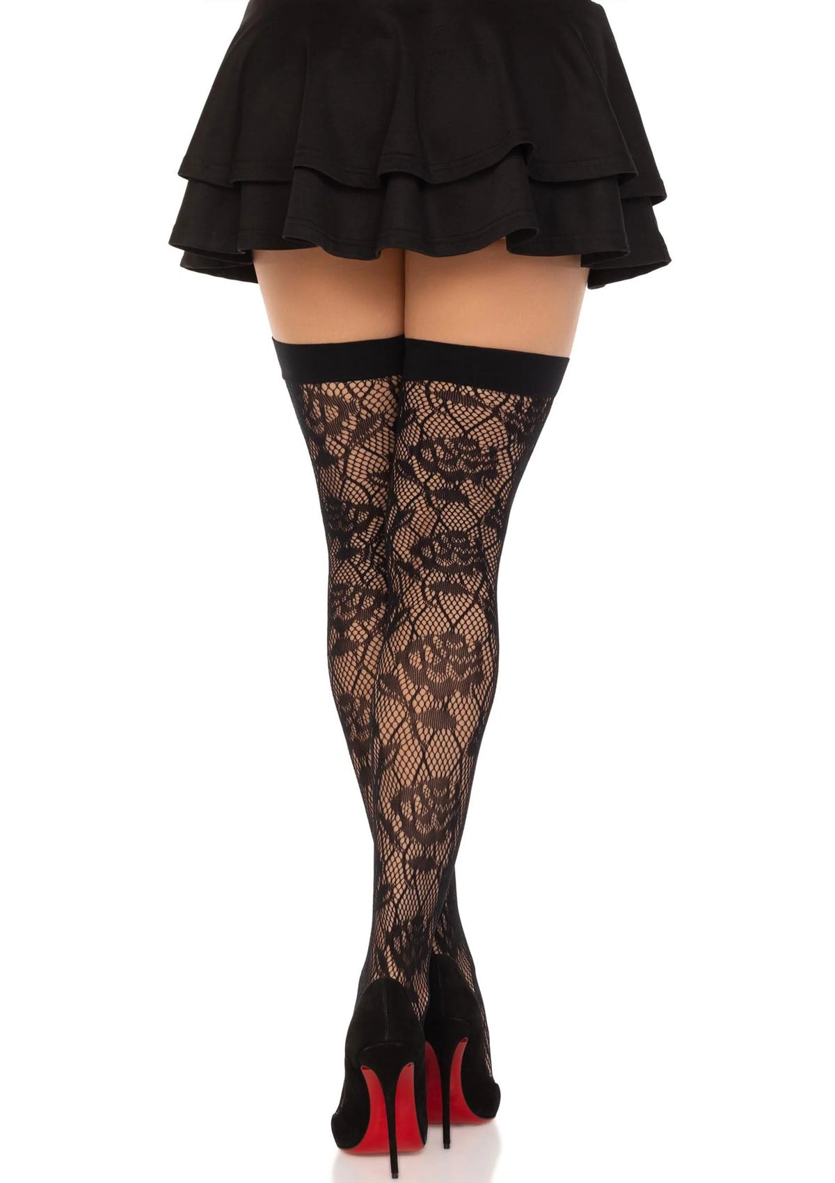 Bestel: Wild Rose Net Thigh Highs (Black) by Leg Avenue - bij Happytoys.nl, happytoys.be, Happytoys.ae: erotische sex webshop | liever Happy dan Easy βββββ