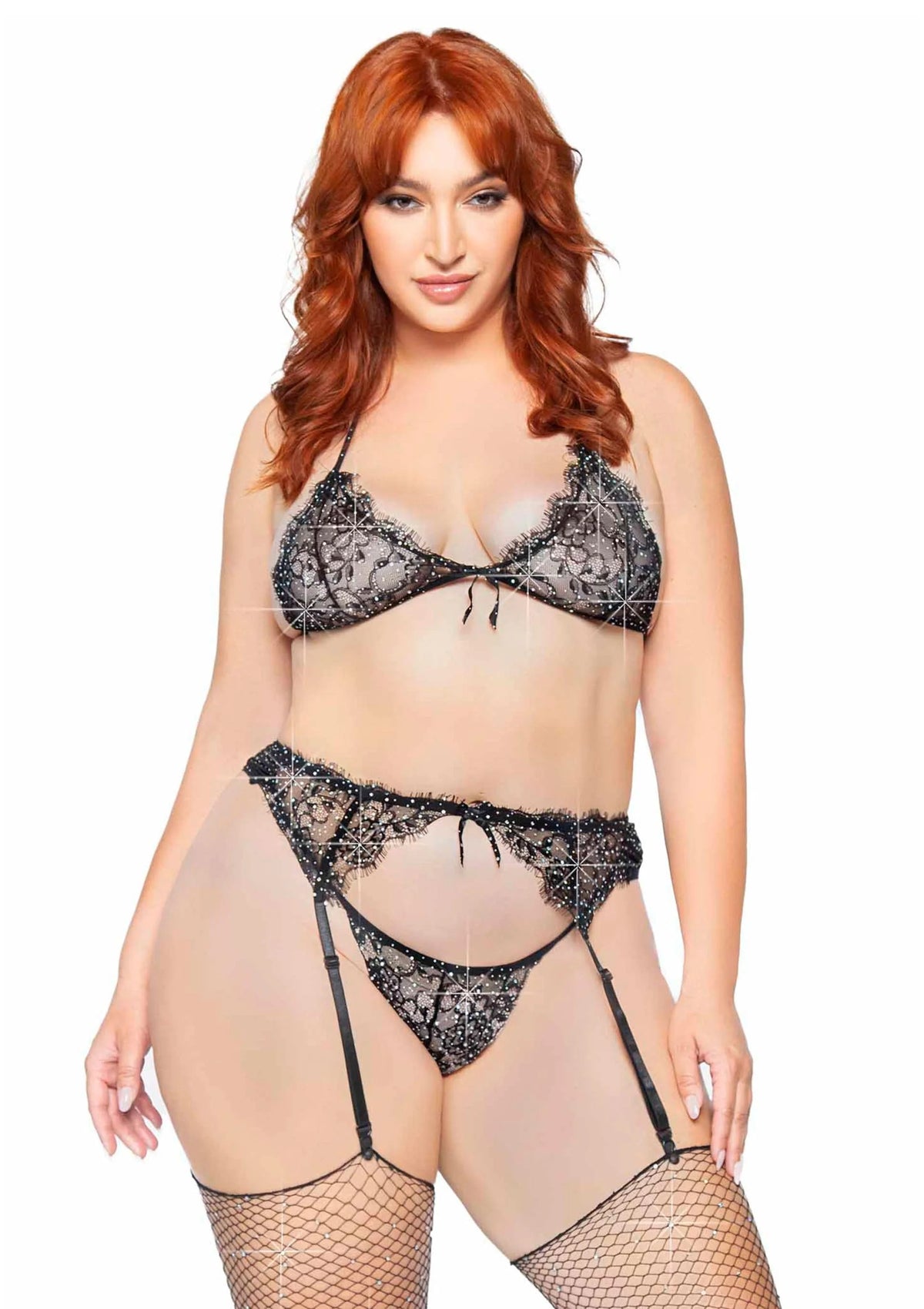 Bestel: Plus Lace Bra Top, String and Garter Belt by Leg Avenue - bij Happytoys.nl, happytoys.be, Happytoys.ae: erotische sex webshop | liever Happy dan Easy βββββ - Default Title - 82028 - BLACK - 1X/2X